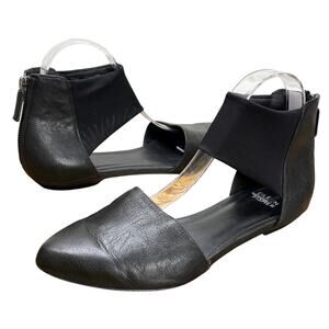 Eileen Fisher Womens Size 8.5 Allot Flats Black Tumbled Leather Mesh Ankle